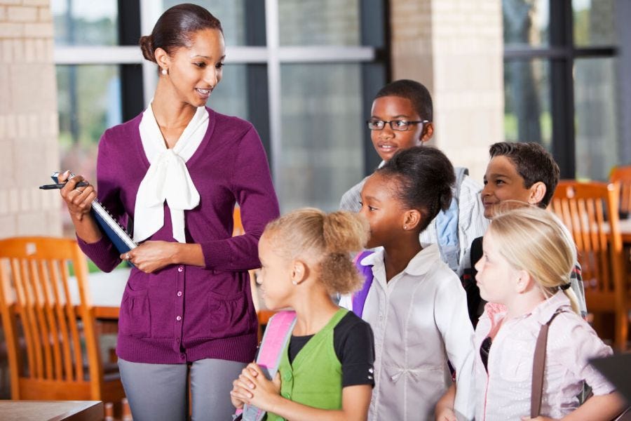 Students with the school principal