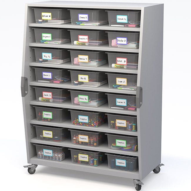 Haskell Explorer Tall Storage Cart with 24 Bins - TSBIN, Tote & Bin Storage, Makerspace Tables