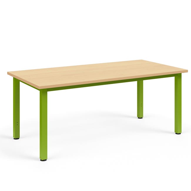 Stout Fixed Height Makerspace Table with Dual Footrest & Shelf