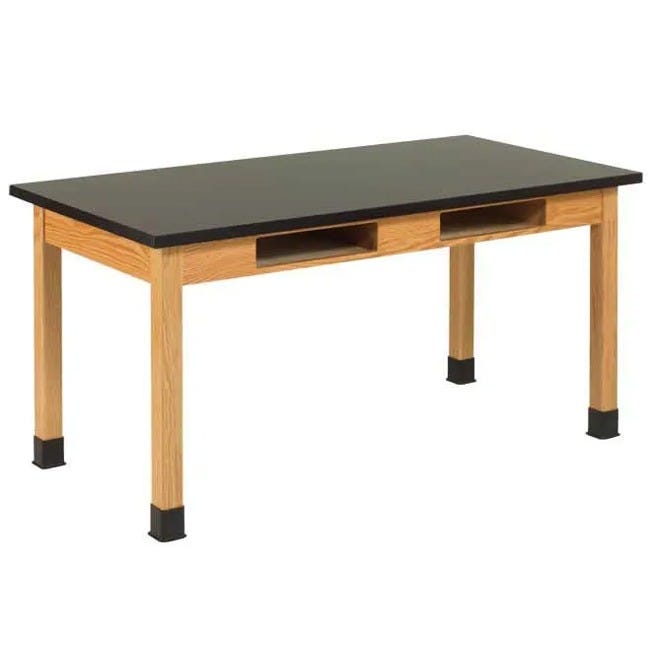ChemGuard Top Hardwood Science Lab Table with Book Compartments (21'' D X 54'' W)
