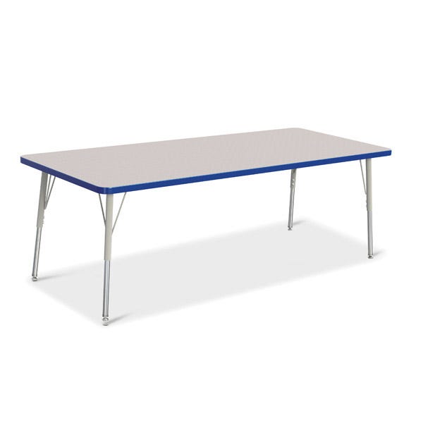 30 in. W x 72 in. D x 11 in. - 15 in. H. - Gray Jonti-Craft Ridgeline Kydz Rectangular Activity Table 