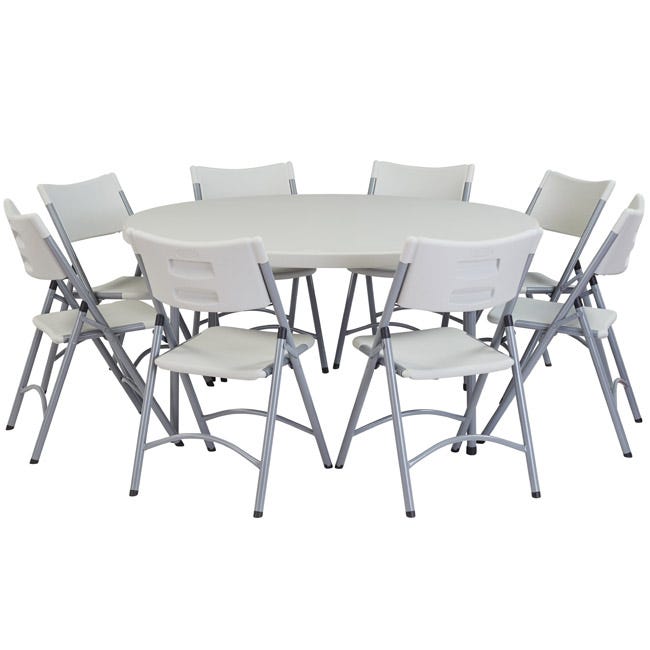 Plastic Folding Table Chair Set, Plastic Round Table That Seats 8