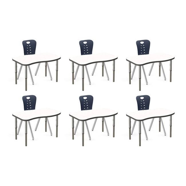 Dry Erase Classroom Set - 6 Synergy Student Desks and Stack Chairs ...