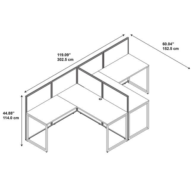 Bush Business Furniture Easy Office 60W 2-Person L-Shaped