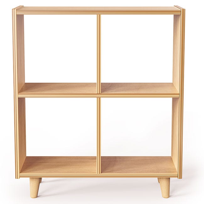 four cube montessori cubbie shelf in birch. four cube montessori cubbie shelf in birch.