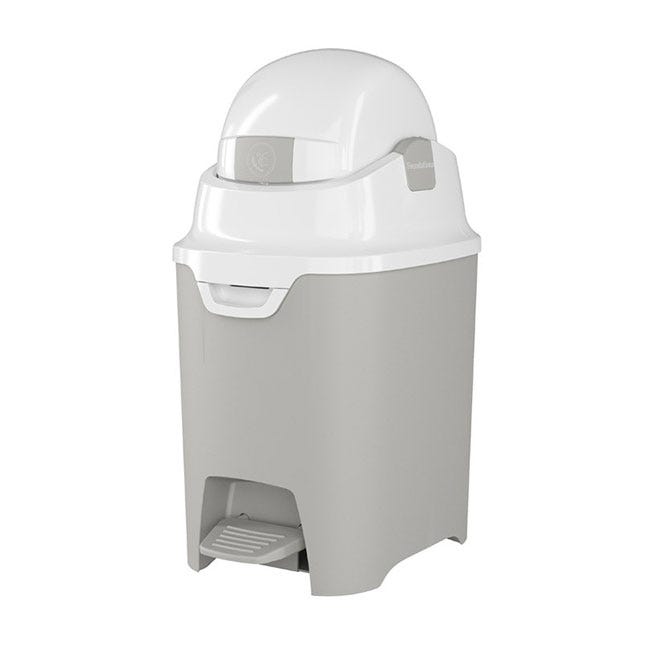Small gray and white preschool and daycare diaper pail by Foundations Small gray and white preschool and daycare diaper pail by Foundations