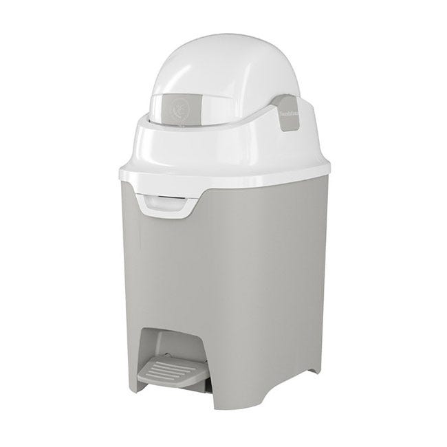 Small gray and white preschool and daycare diaper pail by Foundations