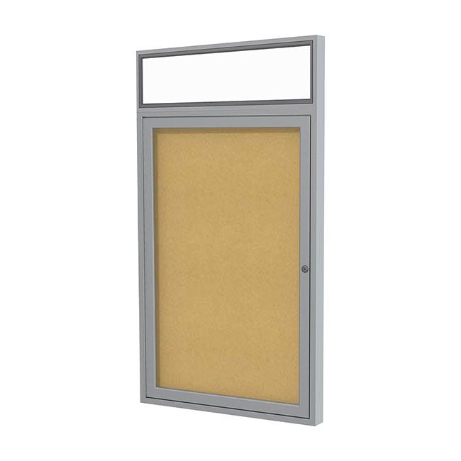 Enclosed cork bulletin board with header. Enclosed cork bulletin board with header.