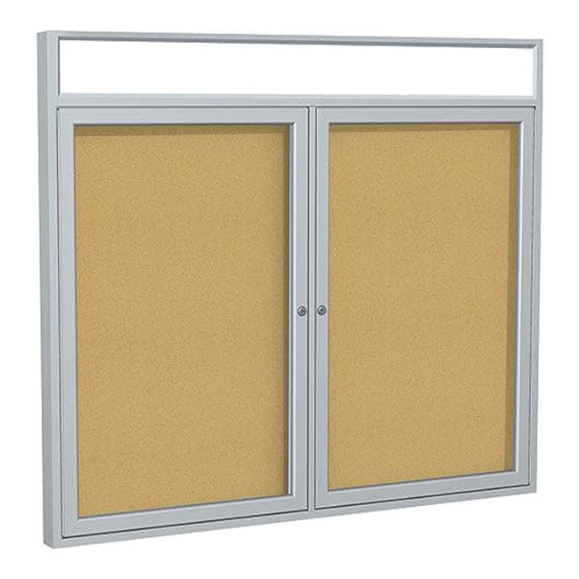 Enclosed cork bulletin board with header. Enclosed cork bulletin board with header.