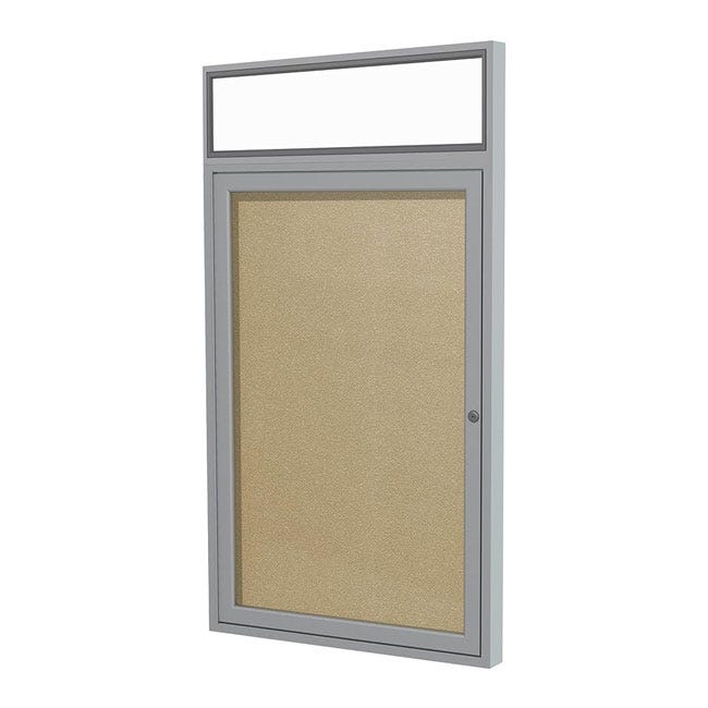 Enclosed bulletin board with header. Enclosed bulletin board with header.