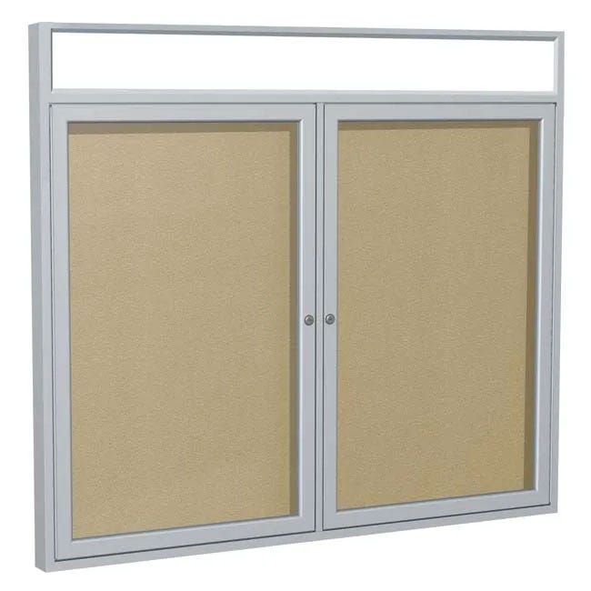 Enclosed bulletin board with header. Enclosed bulletin board with header.