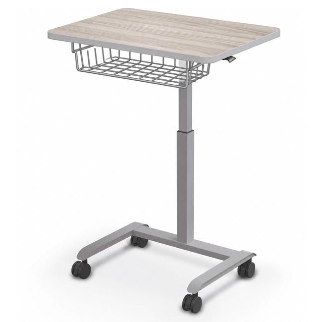 Hierarchy Grow & Roll Pneumatic Lift Desk w/ Wire Basket Book Box