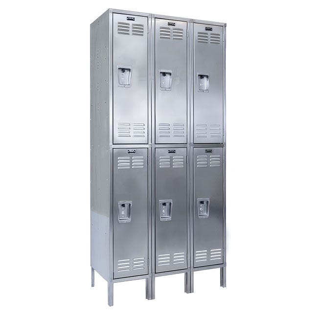 Stainless Steel Double-Tier 3-Wide Lockers (36'' H Opening)