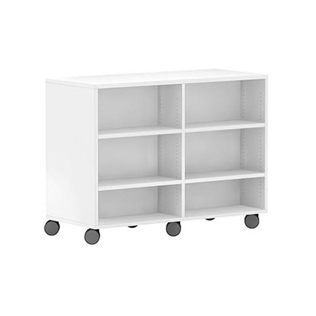 Mien Straight Mobile Double Sided, Double Sided Bookcase On Wheels