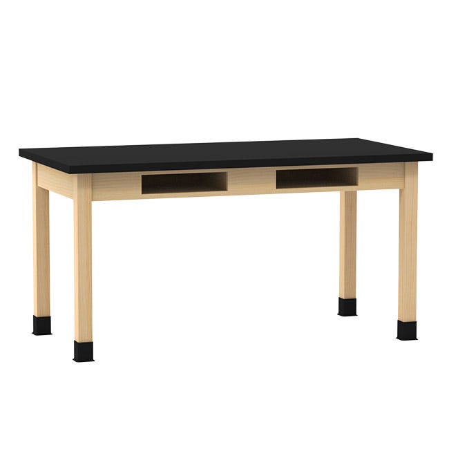 Epoxy Resin Maple Science Table with Book Compartment (30'' D X 60'' W)