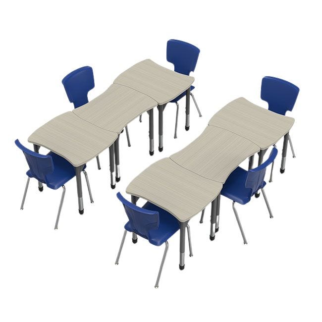 Classroom Set - 6 Premier Contour Desks & 6 Premier Stack Chairs ...