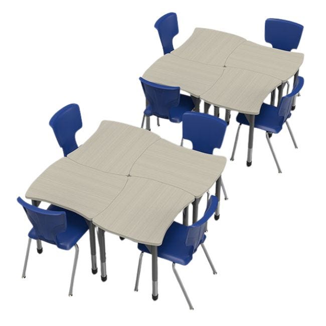 Classroom Set - 8 Premier Contour Desks & 8 Premier Stack Chairs ...