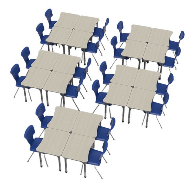 Classroom Set - 20 Curve Premier Desks & 20 Premier Stack Chairs (16 ...