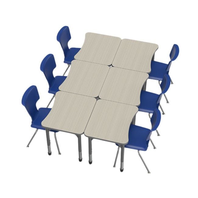 Classroom Set - 6 Curve Premier Desks & 6 Premier Stack Chairs (16 ...