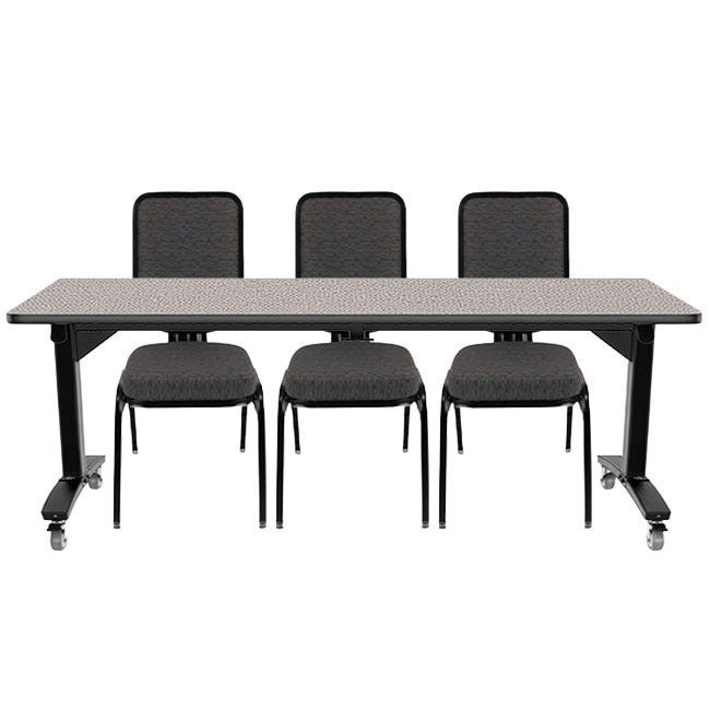 Mobile Flipper Table with 9600 Series Premium Flex-Back Banquet Stack Chairs 