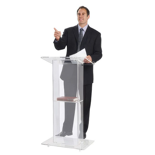 Rectangular Clear Acrylic Lectern with Shelf