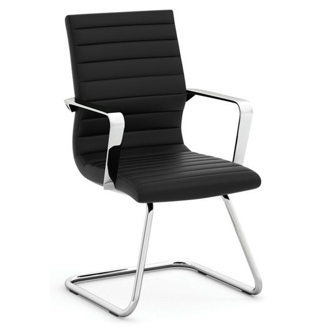 Waiting room and reception area guest chair with sled base and chrome armrests. Waiting room and reception area guest chair with sled base and chrome armrests.