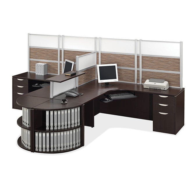 Multi-person office workstation. Multi-person office workstation.