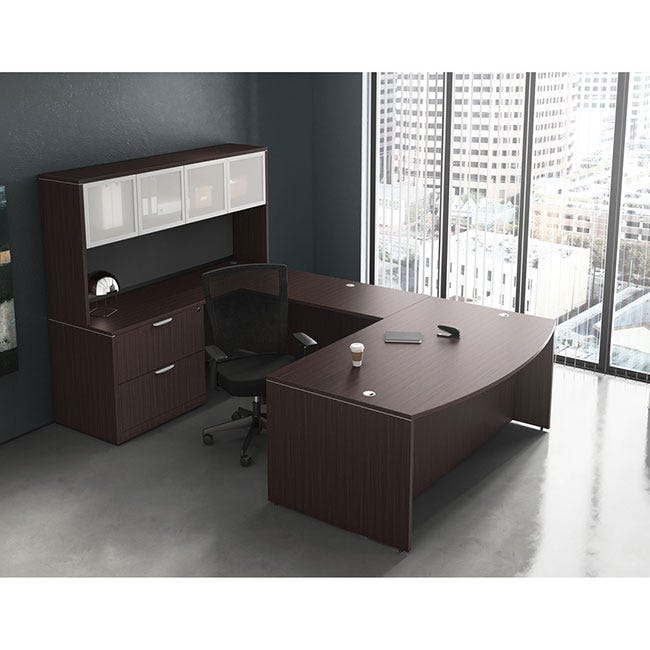 Mahogany bow front U-shape executive office suite Mahogany bow front U-shape executive office suite