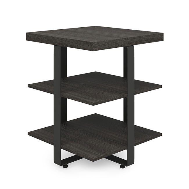 Modern waiting room end table with industrial accents. Modern waiting room end table with industrial accents.