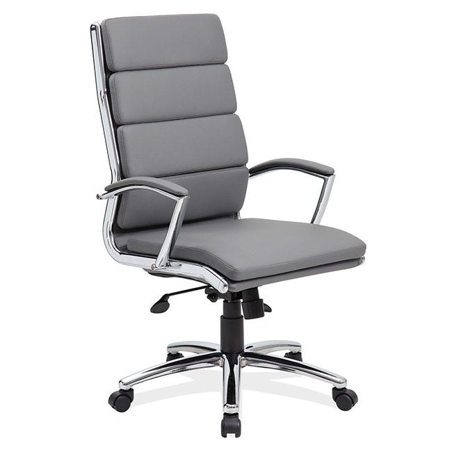 Executive high back chair with 5-star base for offices.