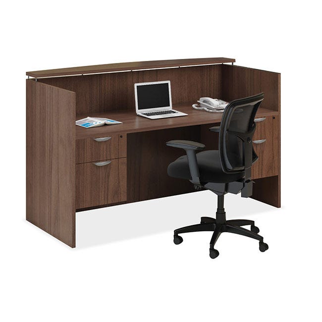 Reception desk with hanging pedestal files. Reception desk with hanging pedestal files.