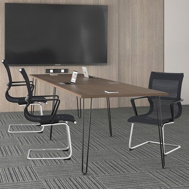 Rectangle shaped office conference table with hairpin legs. Rectangle shaped office conference table with hairpin legs.