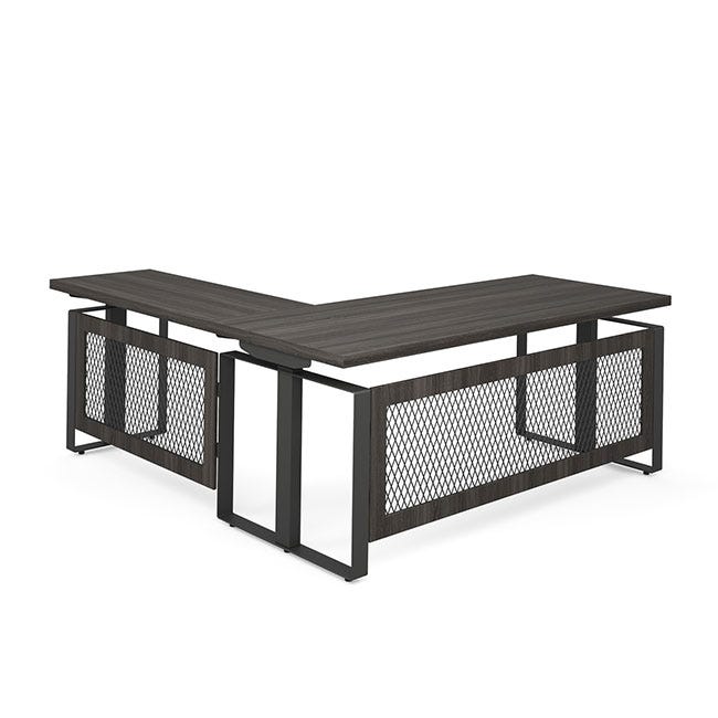 Palisades collection l-shaped height adjustable desk. Palisades collection l-shaped height adjustable desk.