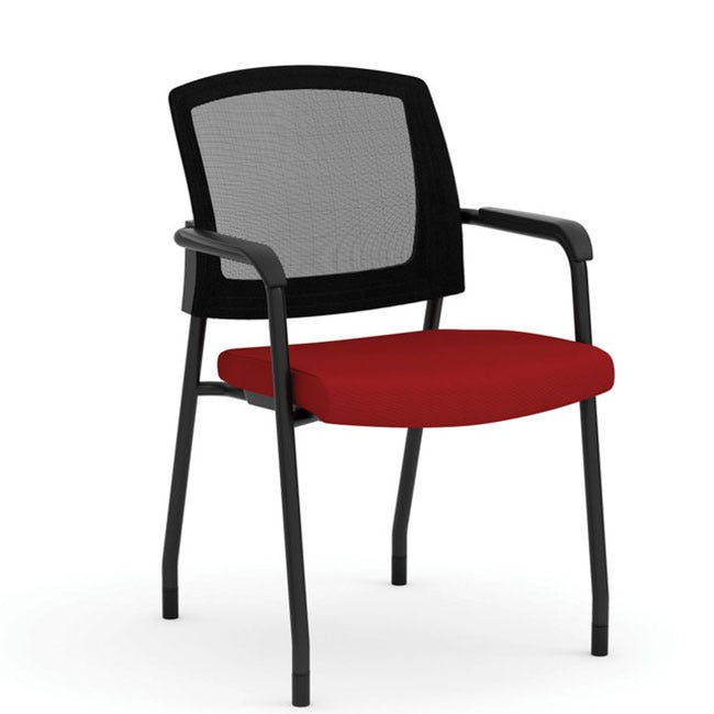 Mesh back office side chair with padded seat.