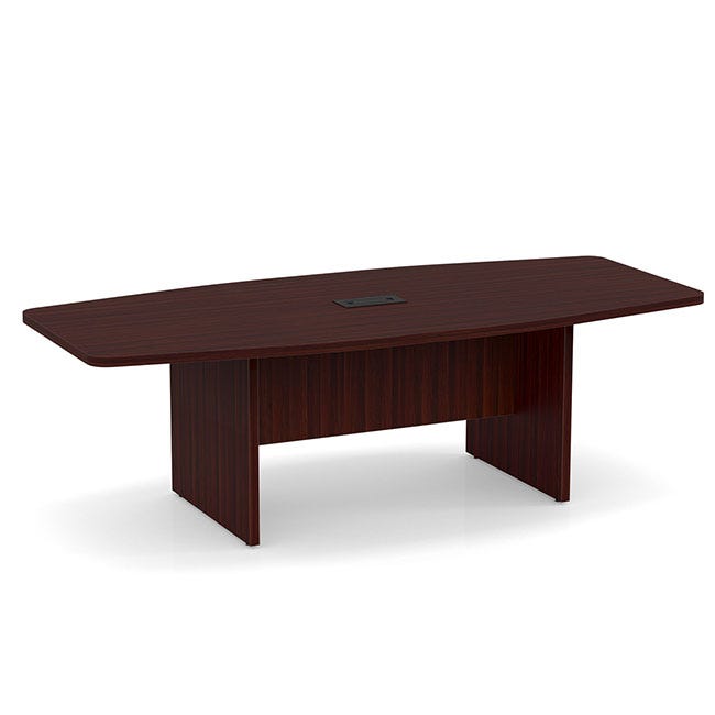 Boat shaped conference table with a slab base. Boat shaped conference table with a slab base.