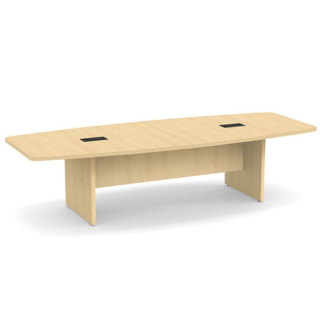 Boat shaped conference table with slab base. Boat shaped conference table with slab base.