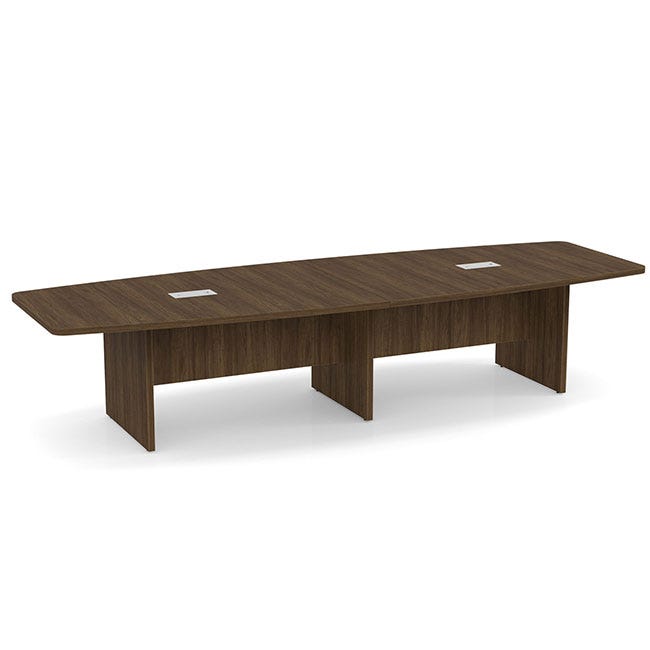 Boat shaped conference table with slab base. Boat shaped conference table with slab base.
