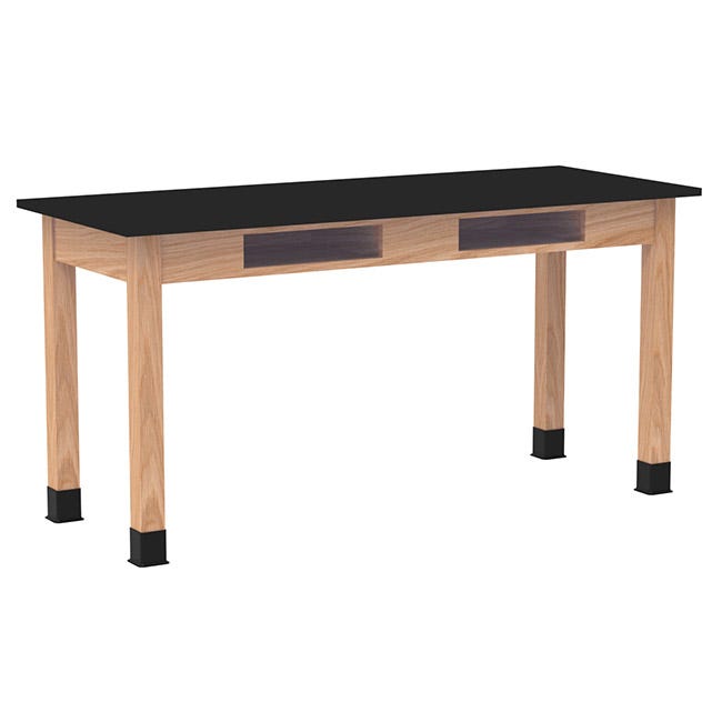 Phenolic Resin Top Hardwood Science Lab Table with Compartments (30'' D X 60'' W)