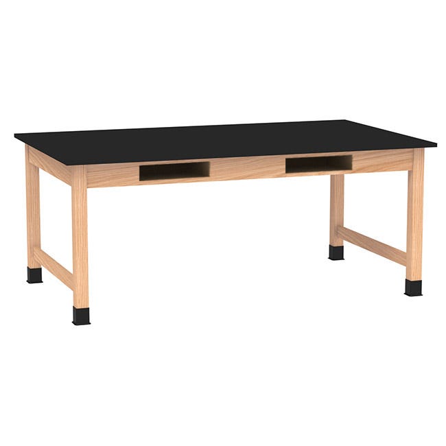 Phenolic Resin Top Hardwood Science Lab Table with Compartments (42'' D X 48'' W)