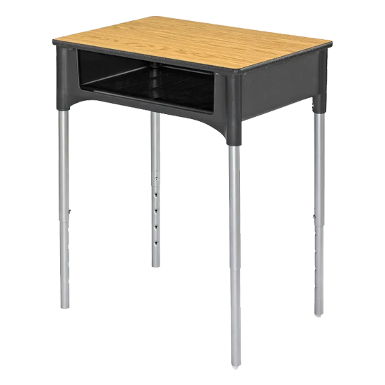 Adjustable student desk for school classrooms