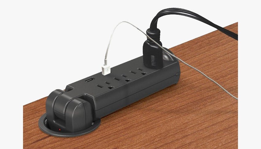 Computer Table Accessories include USB and AC Power ports