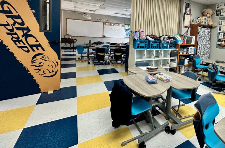 Completed furniture installation at Grace Prep Academy in Arlington, Texas