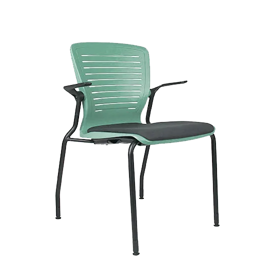 Green conference room stack chair with arms