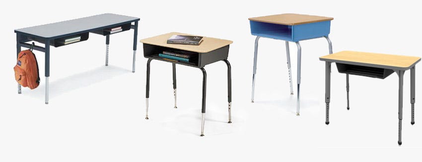 Open Front School Desk examples with bookbox storage